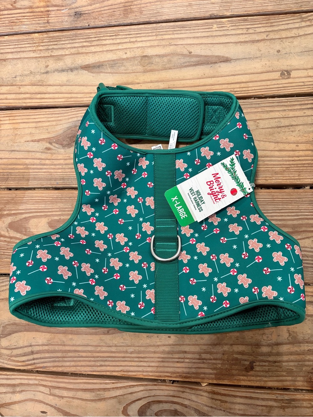 Holiday Gingerbread Dog Harness - Green